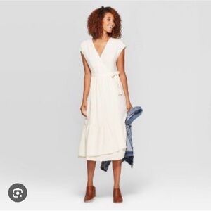 Universal Thread Cream Midi Wrap Dress